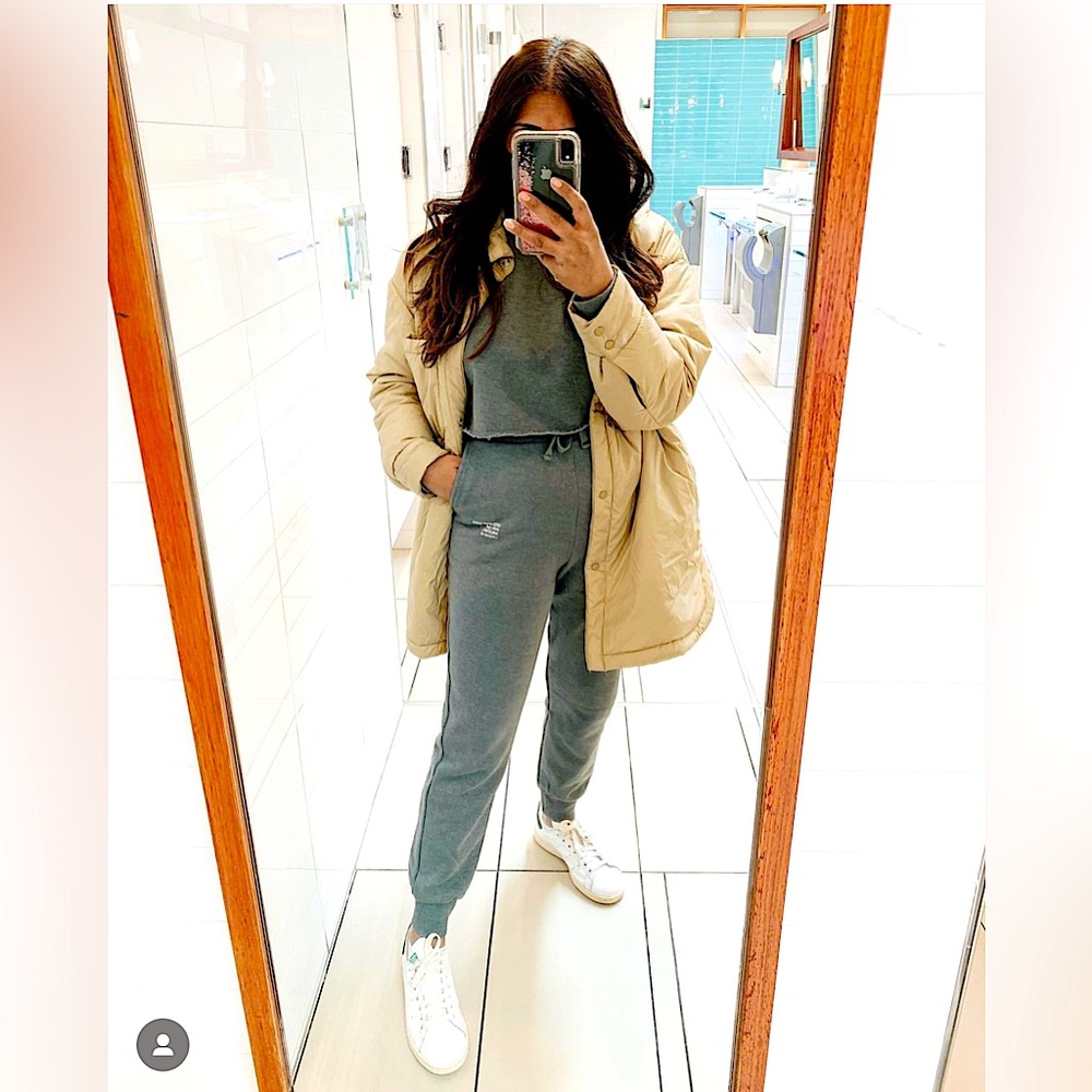 ZARA CROPPED SWEAT SET WITH TEXT